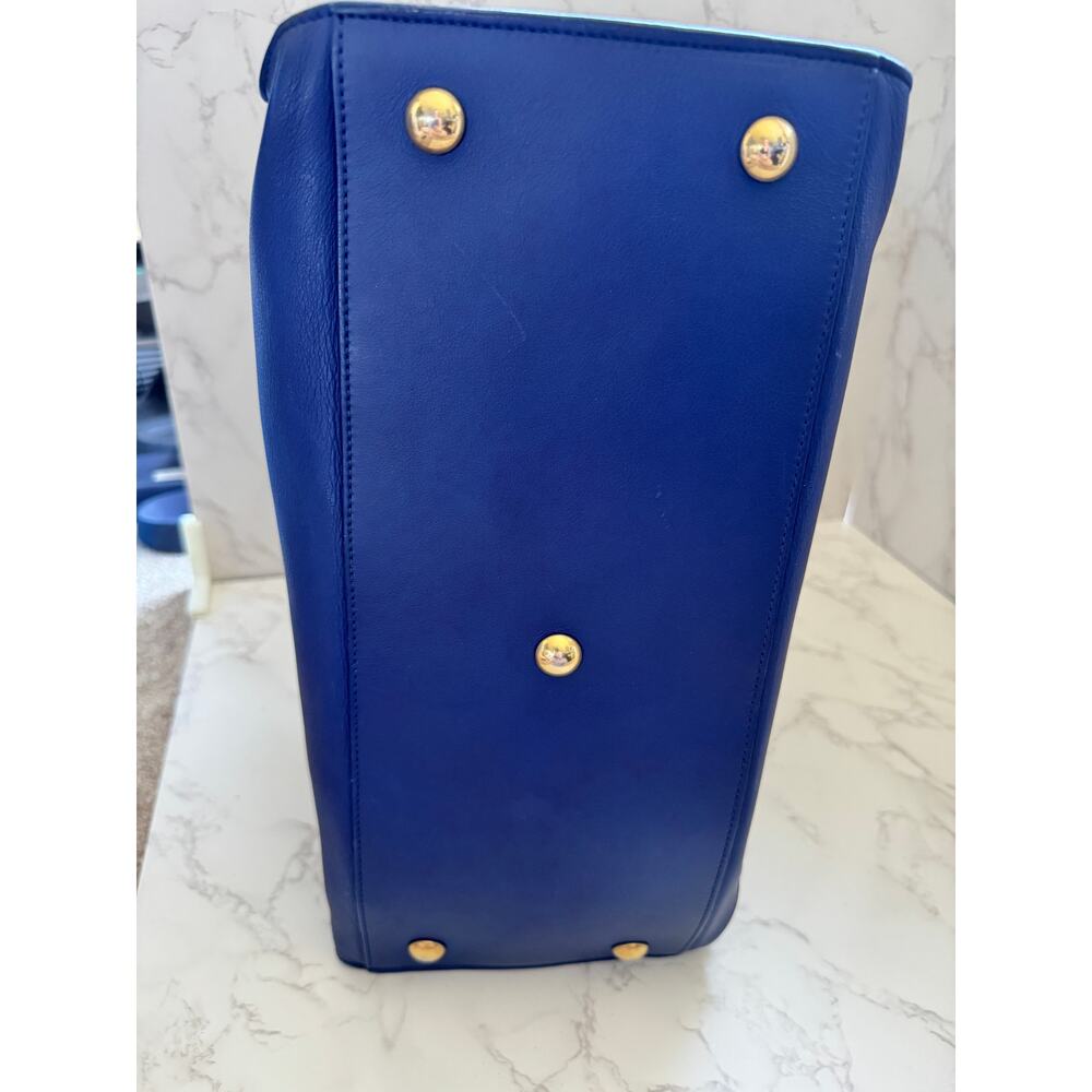 YSL Saint Laurent Classic Y Cabas Chyc Satchel  Blue Leather - Picture 12 of 16